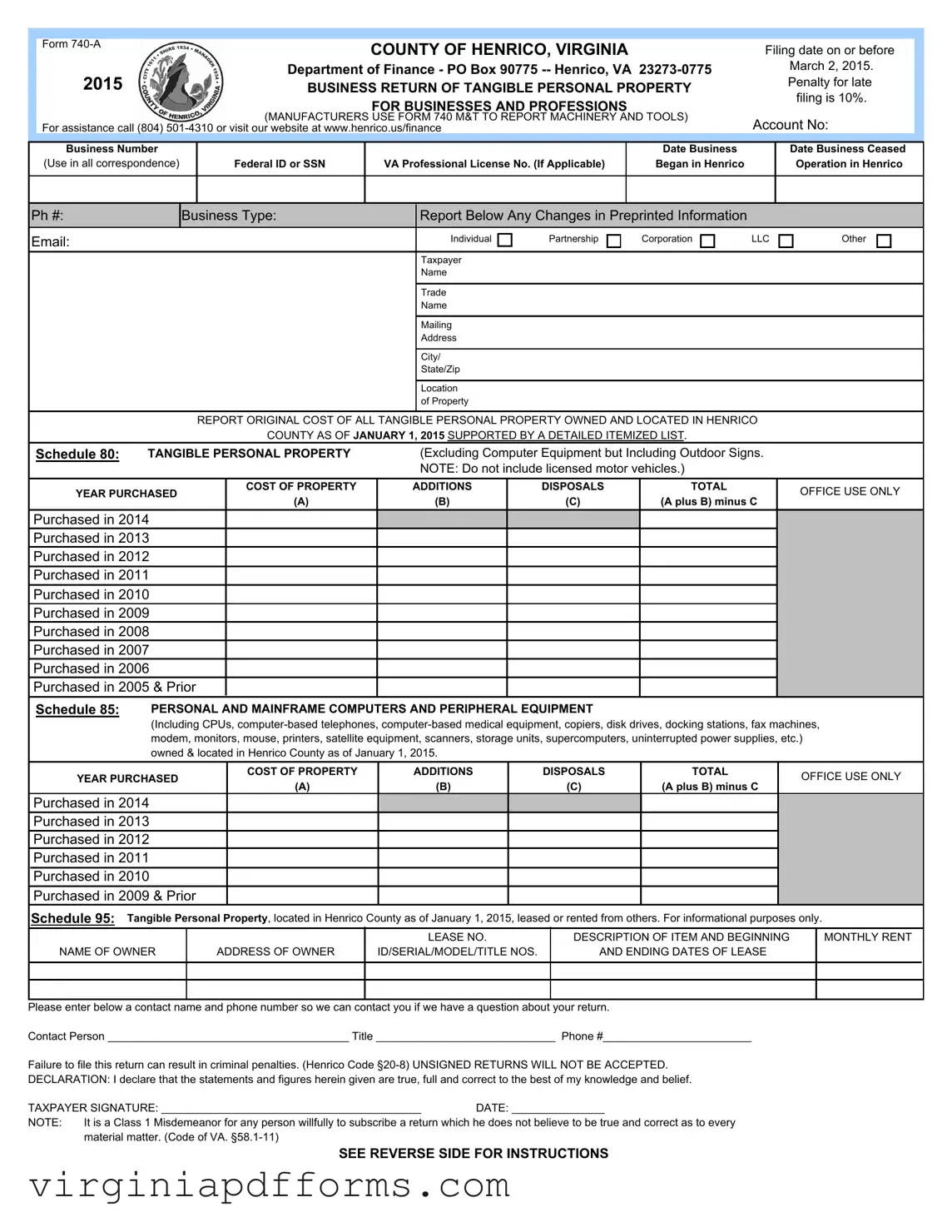 Fill in a Valid 740 A Virginia Template