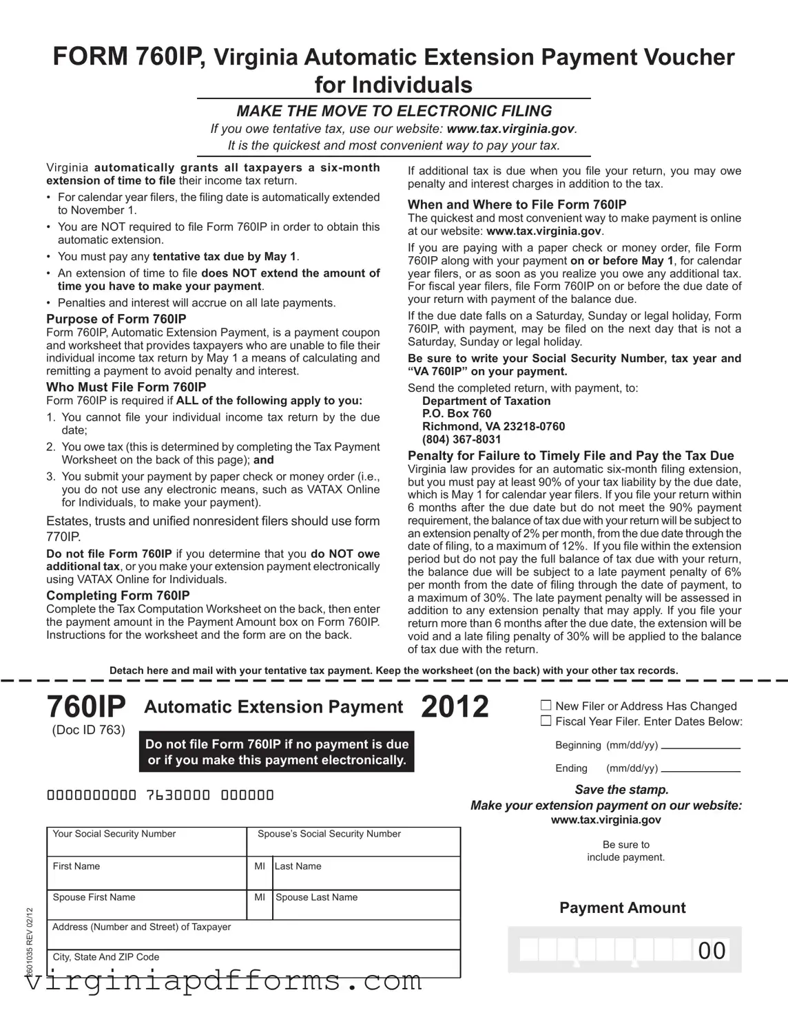 Fill in a Valid 760Ip Virginia Template
