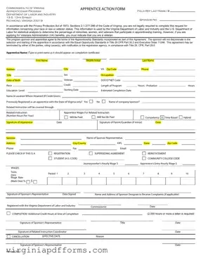 Fill in a Valid Virginia Apprentice Action Template