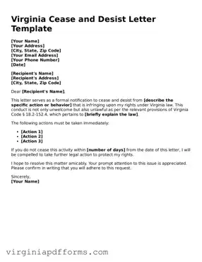 Attorney-Approved Virginia Cease and Desist Letter Document