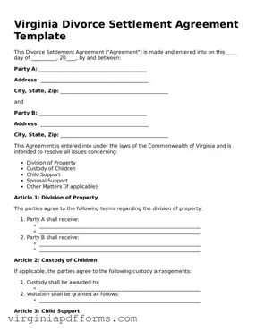 Attorney-Approved Virginia Divorce Settlement Agreement Document