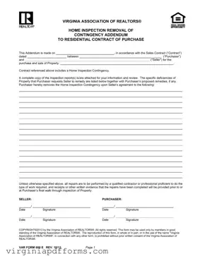 Fill in a Valid Virginia Home Inspection Addendum Template
