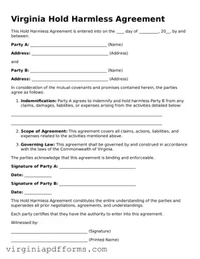 Attorney-Approved Virginia Hold Harmless Agreement Document