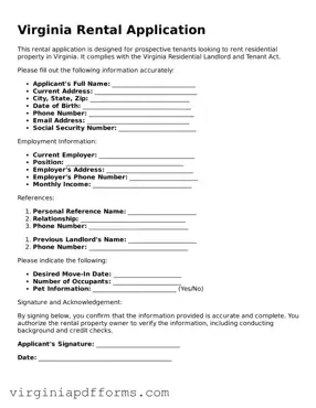 Attorney-Approved Virginia Rental Application Document