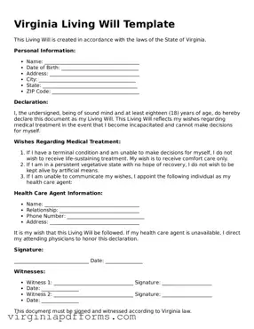Attorney-Approved Virginia Living Will Document