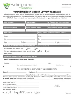 Fill in a Valid Virginia Lottery Template