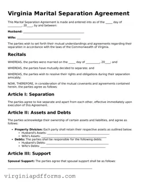 Attorney-Approved Virginia Marital Separation Agreement Document