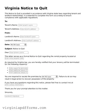 Attorney-Approved Virginia Notice to Quit Document