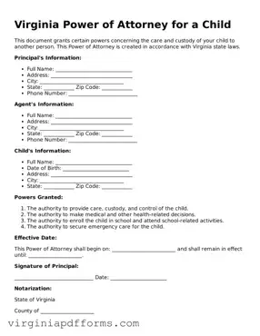 Attorney-Approved Virginia Power of Attorney for a Child Document