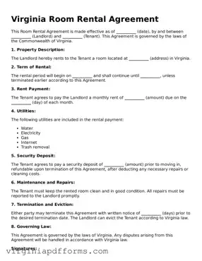 Attorney-Approved Virginia Room Rental Agreement Document