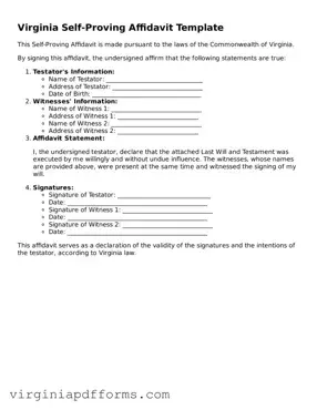 Attorney-Approved Virginia Self-Proving Affidavit Document