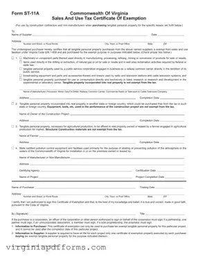 Fill in a Valid Virginia St 11A Template