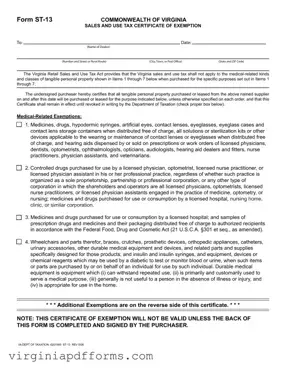 Fill in a Valid Virginia St 13 Template