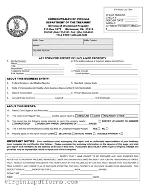 Fill in a Valid Virginia Unclaimed Property Template