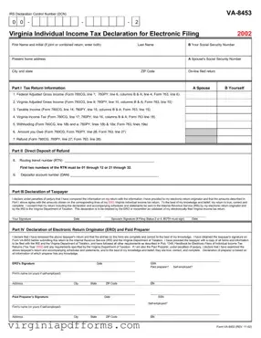 Fill in a Valid Virginia Va 8453 Template