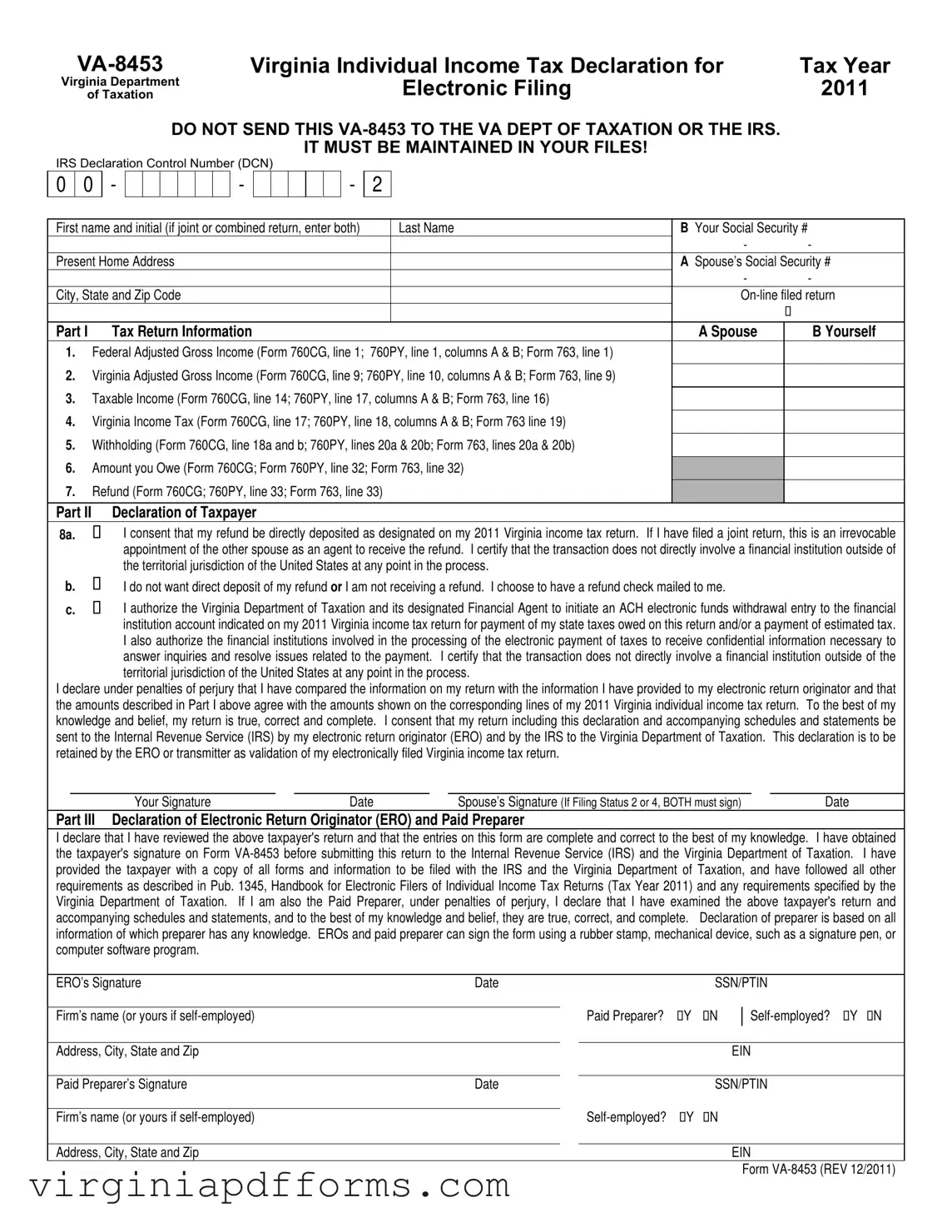 Fill in a Valid Va 8453 Template