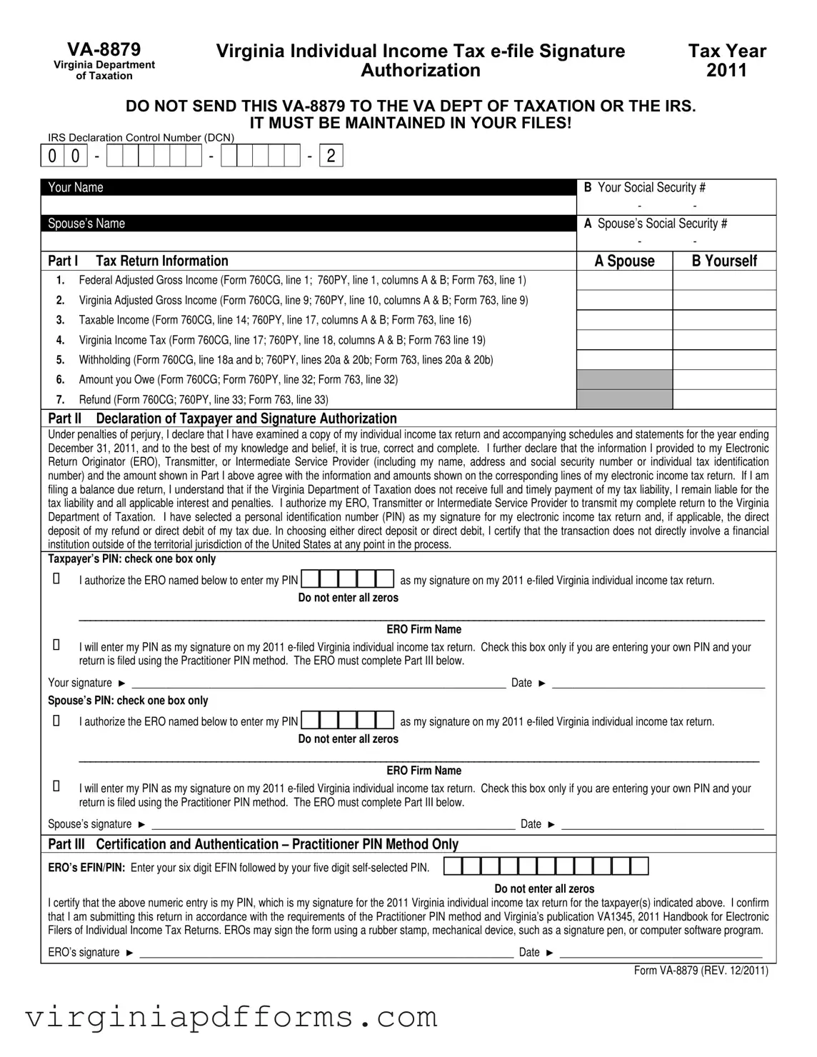 Fill in a Valid Va 8879 Template