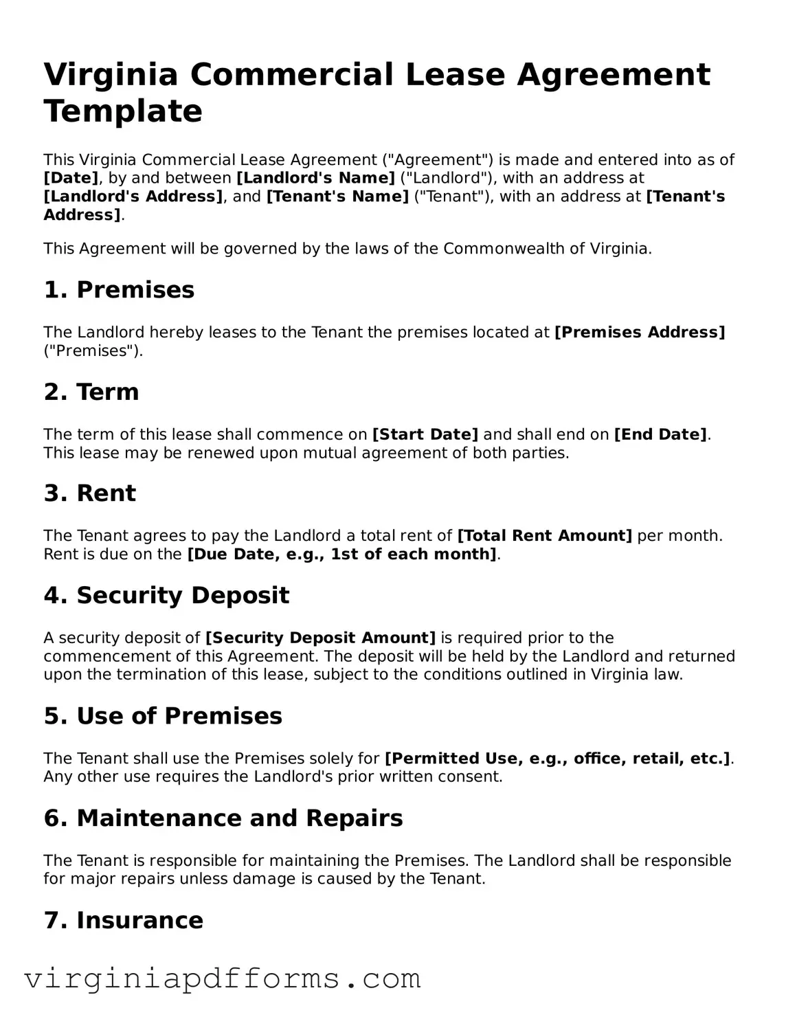 Attorney-Approved Virginia Commercial Lease Agreement Document