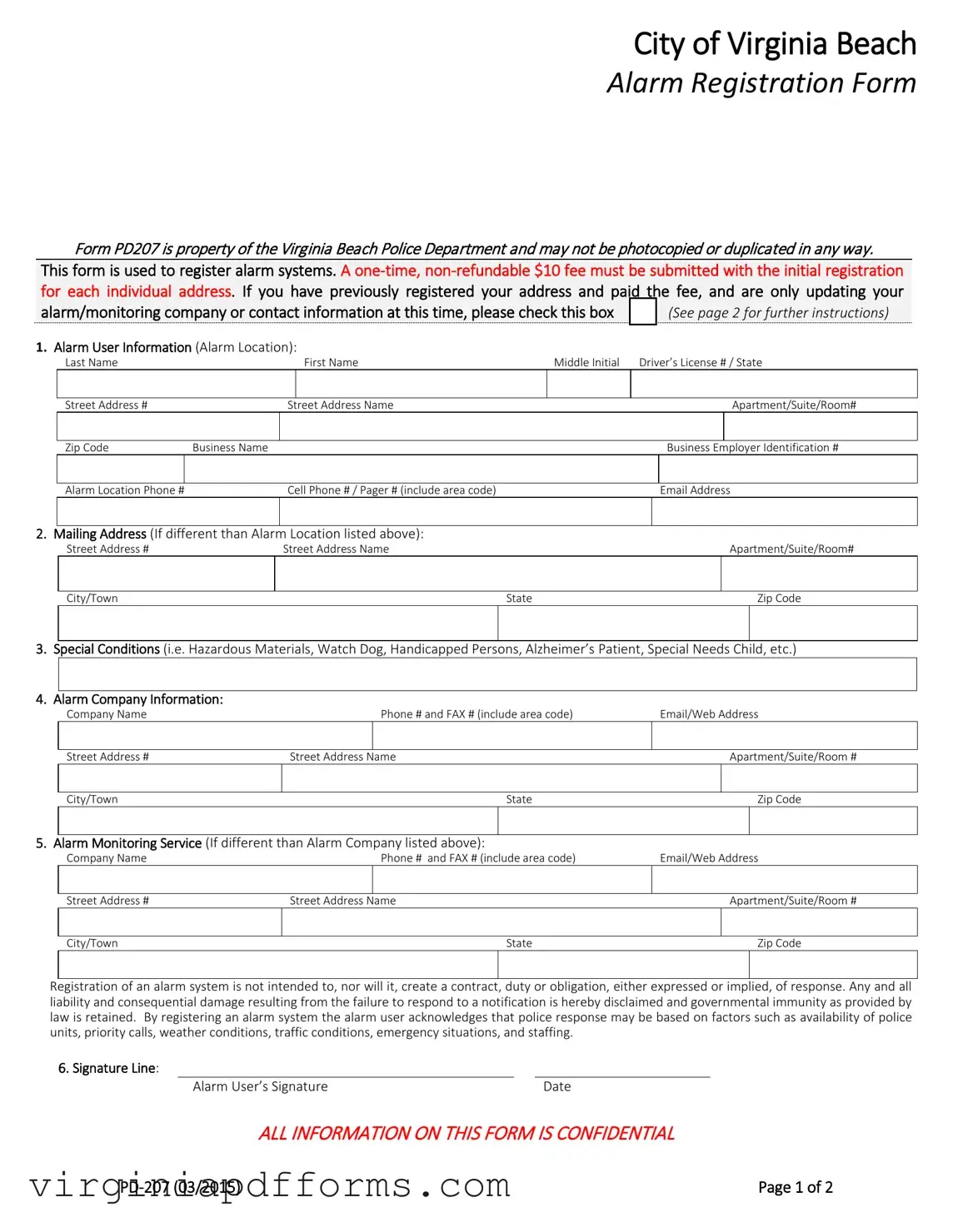 Fill in a Valid Virginia Pd 207 Template
