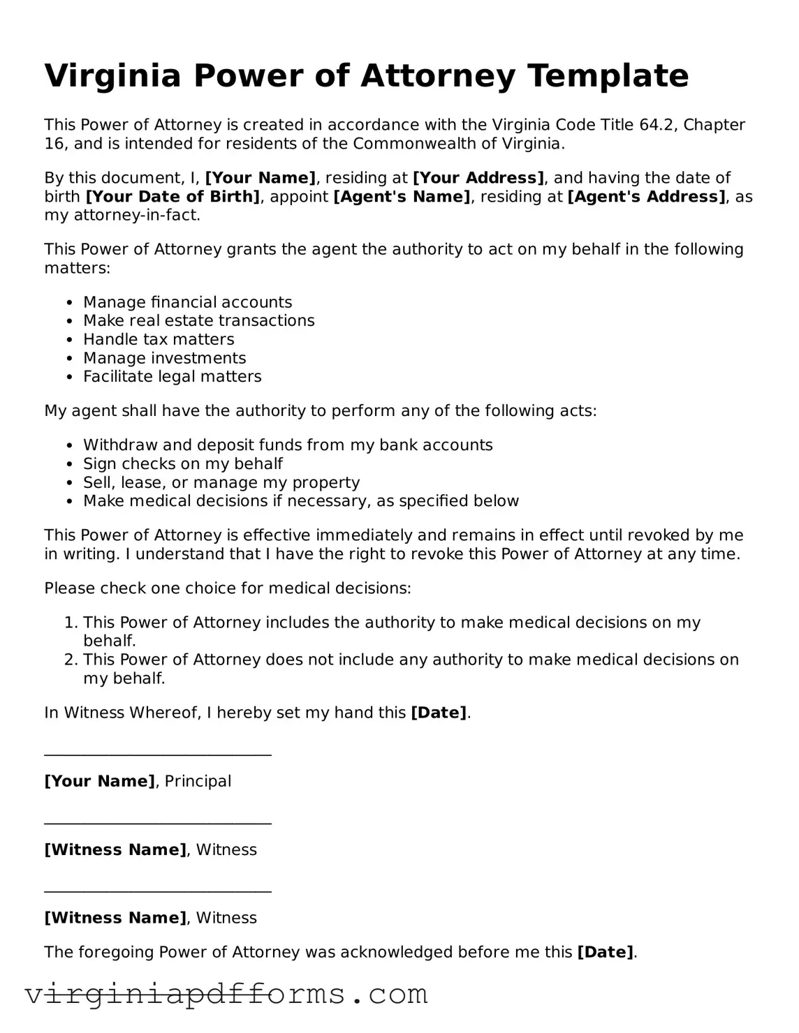 Attorney-Approved Virginia Power of Attorney Document