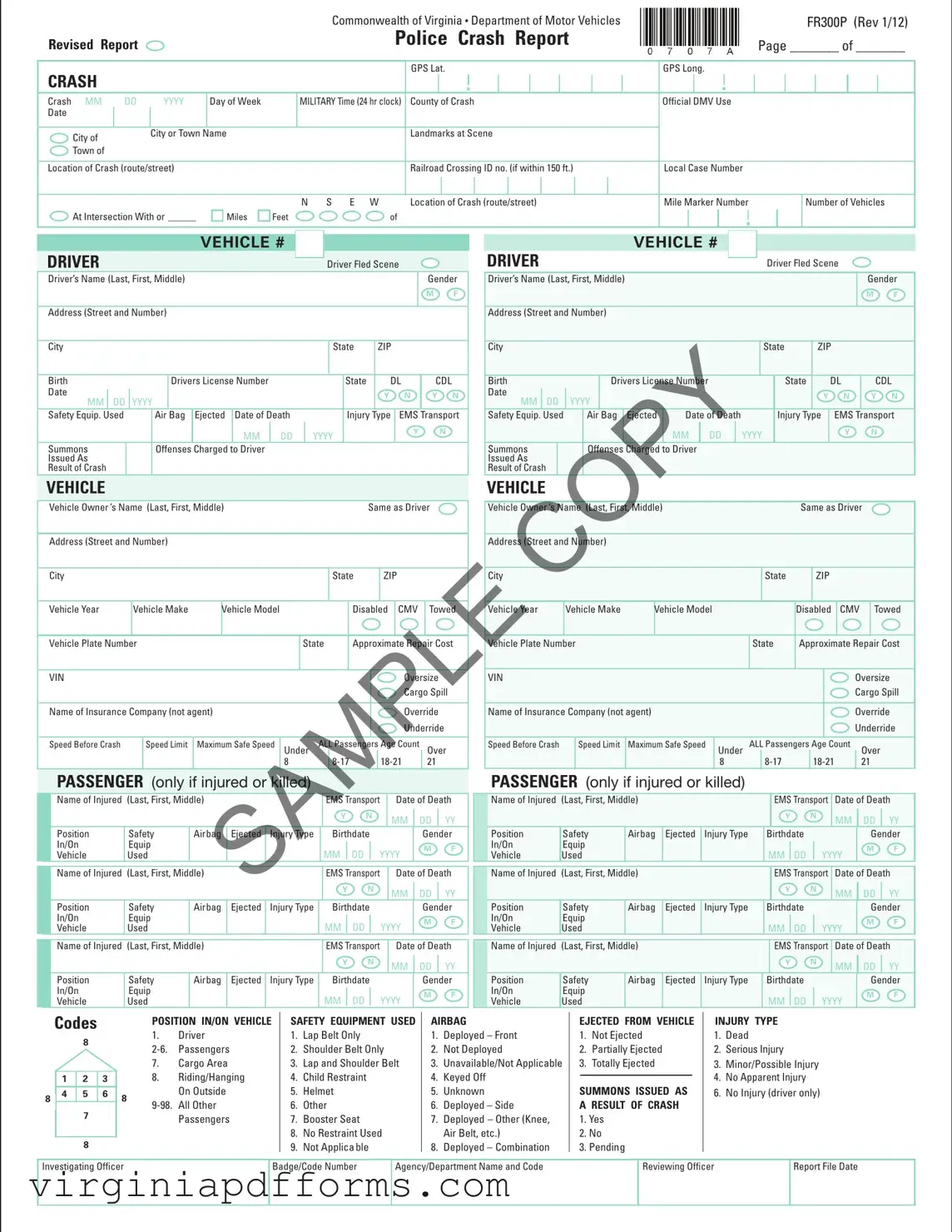 Fill in a Valid Virginia Police Crash Report Template