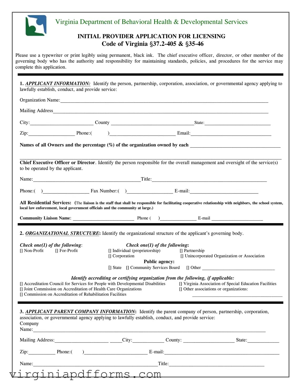 Fill in a Valid Virginia Provider Application Template