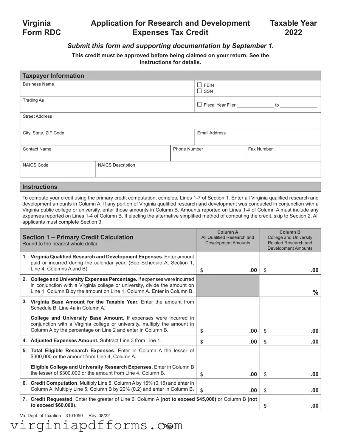 Fill in a Valid Virginia Rdc Template