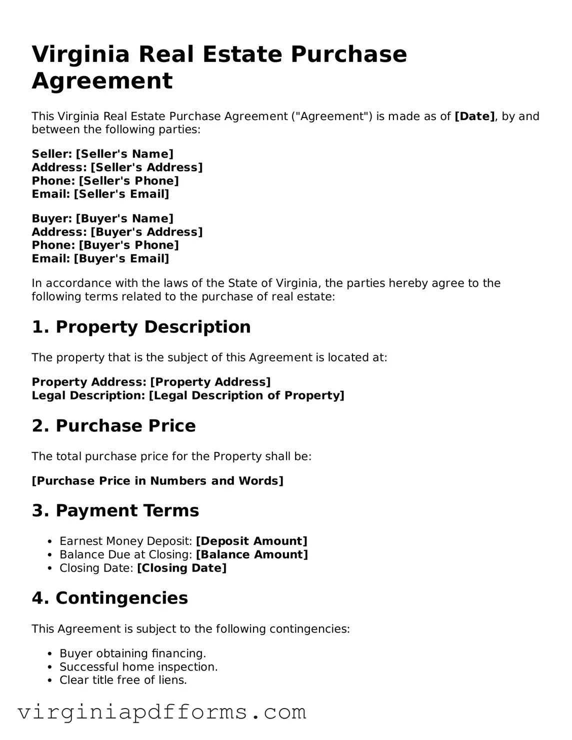 Attorney-Approved Virginia Real Estate Purchase Agreement Document