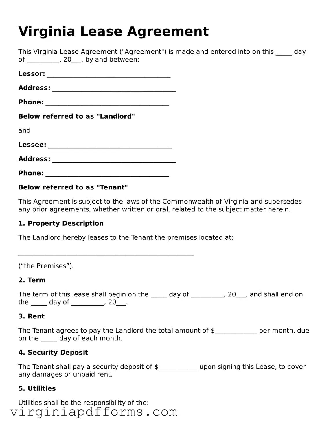 Attorney-Approved Virginia Lease Agreement Document