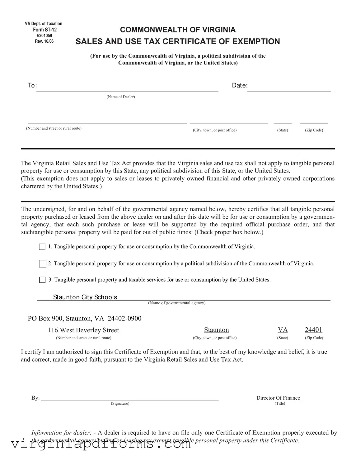 Fill in a Valid Virginia St 12 Template